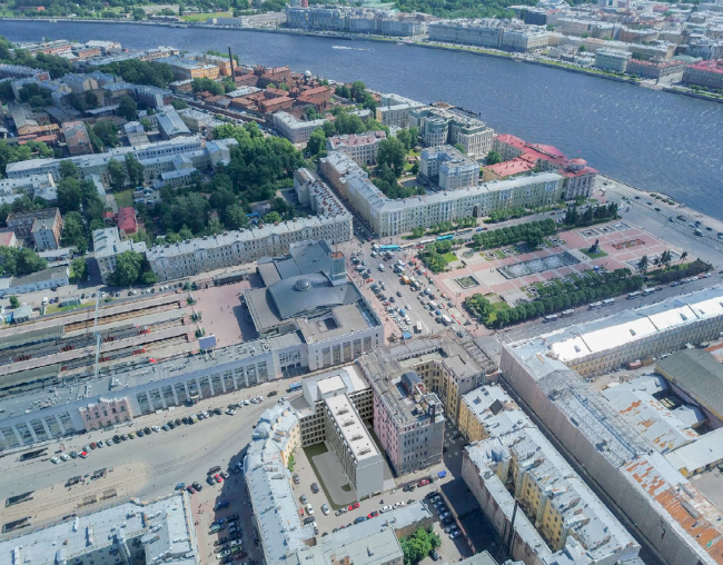 Гостиничный комплекс на площади Ленина. Панорамный вид в створе Финского переулка и ул. Комсомола