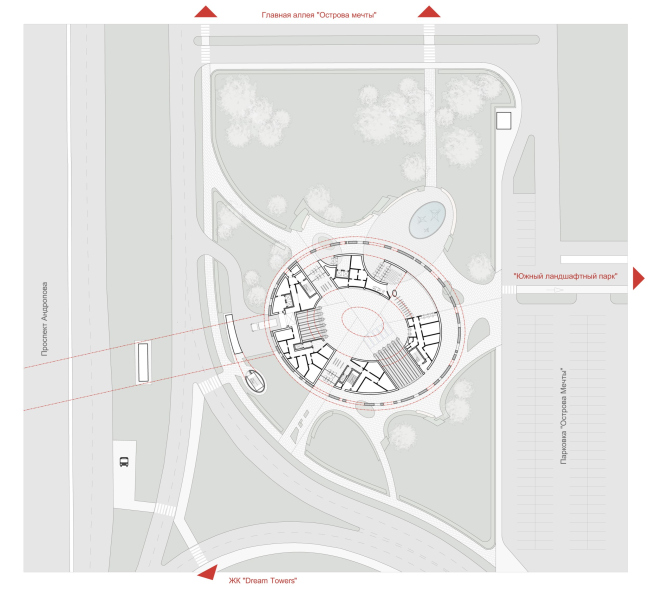 The master plan. Ostrov Mechty (Dream Island) metro station. A competition ptroject 2022