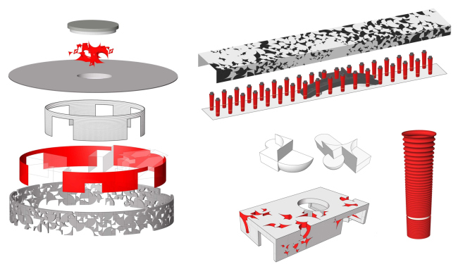 The exposion diagrams. Ostrov Mechty (Dream Island) metro station. A competition ptroject 2022