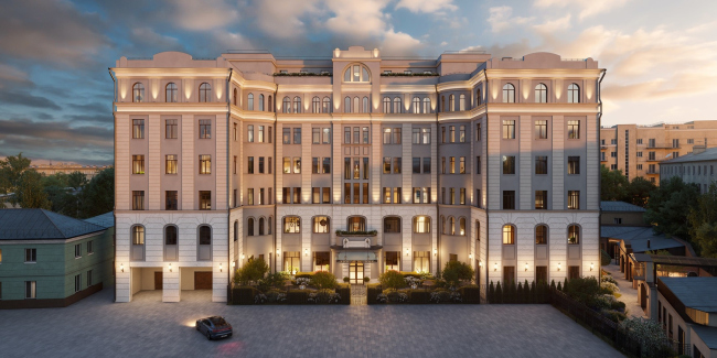 High-end housing complex Chistye Prudy. The main facade