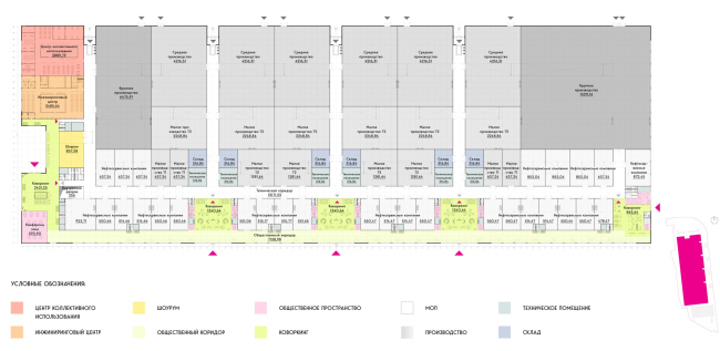 Home Building Factory 500. Block of the main production facilities. The first floor