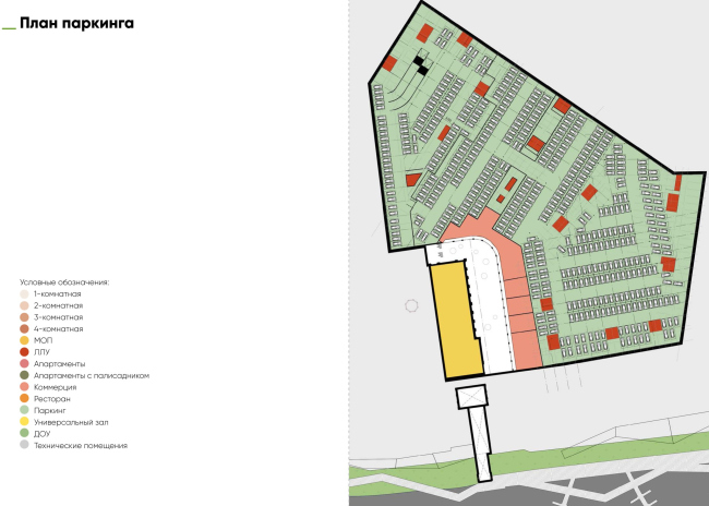 The parking lot. The multifunctional complex in Omsk