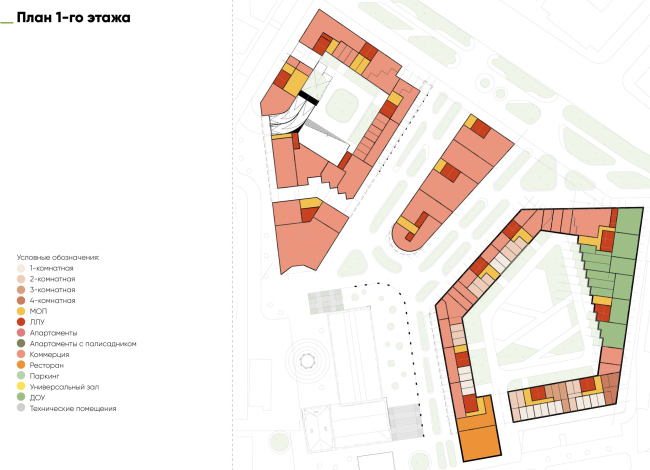 Plan of the 1st floor. The multifunctional complex in Omsk