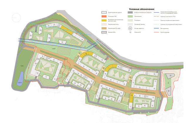 Novaya Zarya housing complex. Simplified master plan