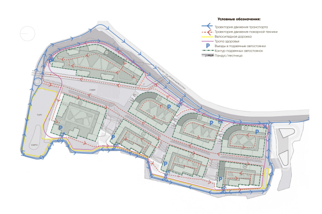 Novaya Zarya housing complex. The transport layaout