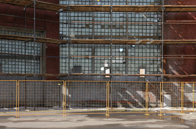 A cargo garage on Novoryazanskaya Street. Konstantin Melnikov, 1929-1931. In the process of remodeling, 06.2023