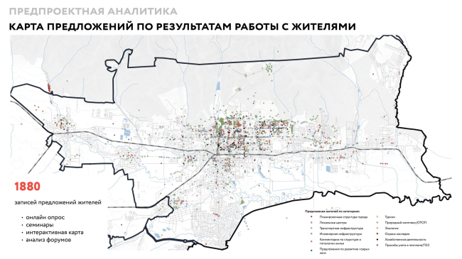Map of proposals based on the results of work with residents of Yuzhno-Sakhalinsk
