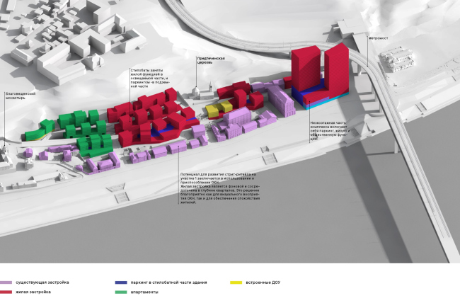 Master Plan stage of the Blagoveshchenskaya Sloboda development in Nizhny Novgorod. The functional layout