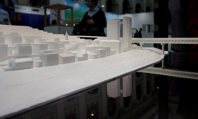 The model showcased at the Zodchestvo 2023 Festival. The “Project” stage of the development of four clusters of the Blagoveshchenskaya Sloboda territory in Nizhny Novgorod