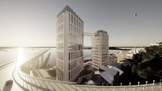 The “Project” stage of tower development. View from the side of the Metro Bridge