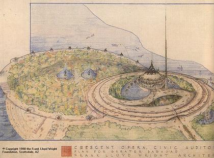 ������ ����� � ������� (Crescent Opera Civic Auditorium), ���������� ����� �. ���� (Frank Lloyd Wright). �����������: geocities.com 