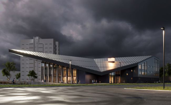 Reconstruction of the regional youth center Polyot in Oryol � the angular view of the roof