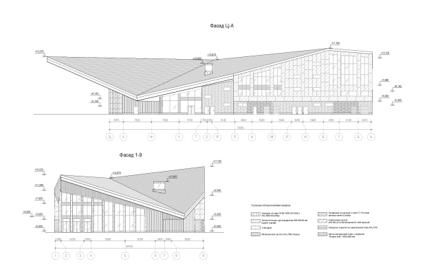 Reconstruction of the regional youth center “Polyot” in Oryol  the facade development drawing