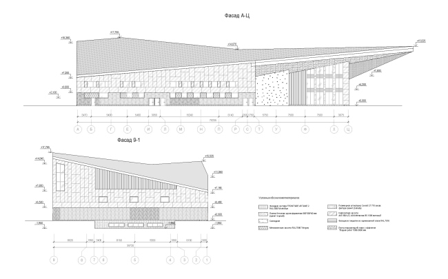 Reconstruction of the regional youth center “Polyot” in Oryol  the facade development drawing