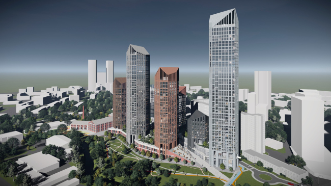 The housing complex on the Yauza River The housing complex on the Yauza River