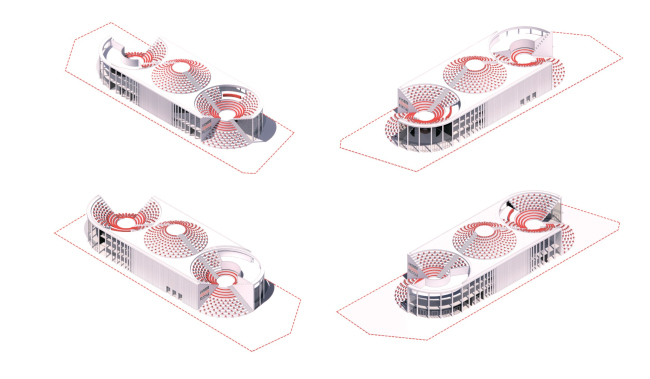 Pavilion at World EXPO in Osaka. Time. Axonometric drawing