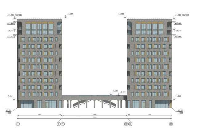 ЖК Артель. Фасад в осях 1-27 ЖК Артель. Фасад в осях 1-27