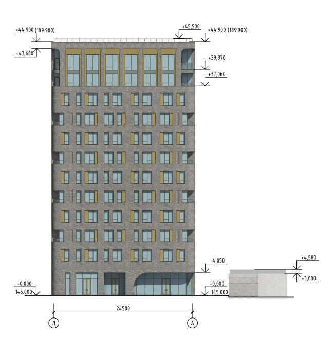 ЖК Артель. Фасад в осях Л-А ЖК Артель. Фасад в осях Л-А