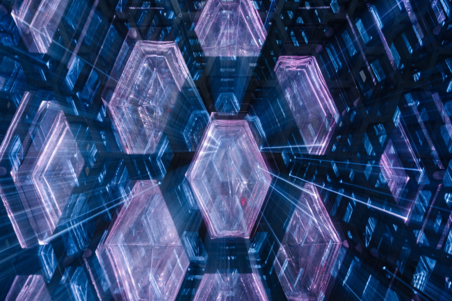 Crystal of Perception art object in the yard of the Architecture Museum. Author: Sergey Kuznetsov, co-author: Ivan Grekov, KROST production, 2024