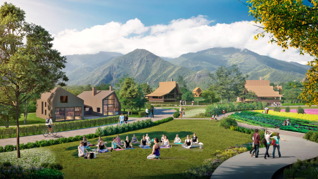 Architectural and settlement planning concept of the eco-village in Altai Krai. Recreation area
