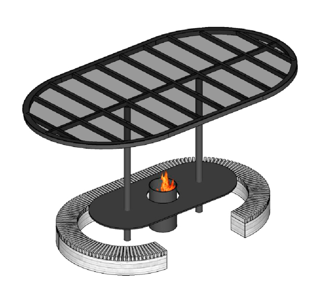 От истоков к современности – возрождение староречья Апаиш. Беседка-барбекю. Аксонометрия От истоков к современности – возрождение староречья Апаиш. Беседка-барбекю. Аксонометрия