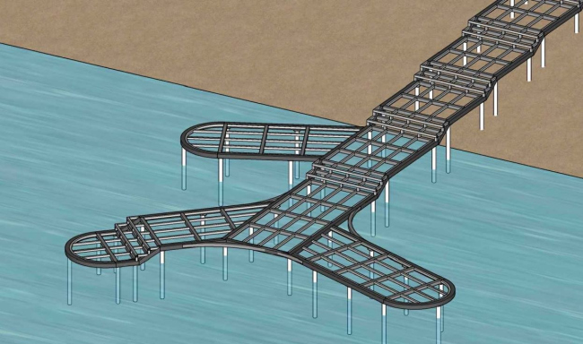 От истоков к современности – возрождение староречья Апаиш. Металлический каркас пирса От истоков к современности – возрождение староречья Апаиш. Металлический каркас пирса