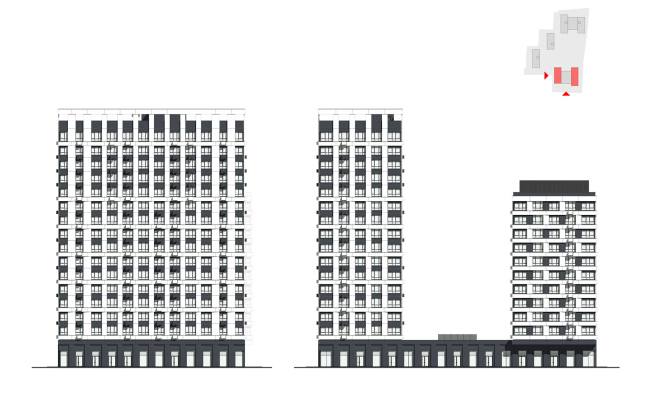 ЖК Квартал Kontinent. Западный и южный фасады | Дом N1 ЖК Квартал Kontinent. Западный и южный фасады | Дом N1