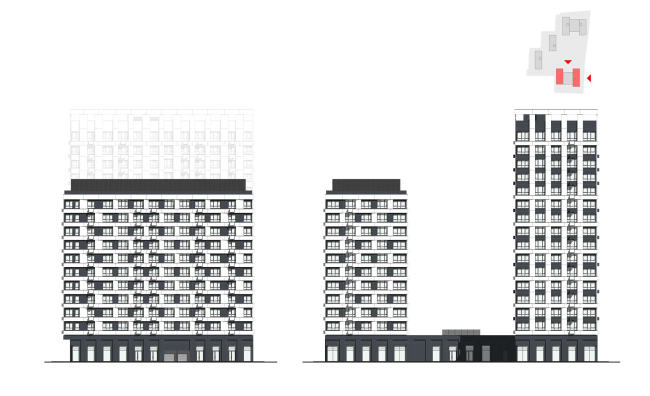 ЖК Квартал Kontinent. Восточный и северный фасады | Дом N1 ЖК Квартал Kontinent. Восточный и северный фасады | Дом N1