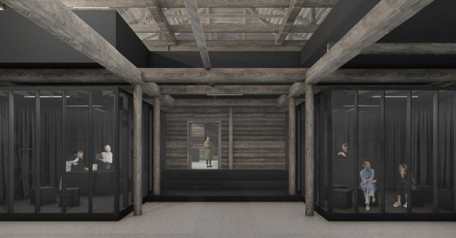 Концепция реставрации и приспособления ОКН Муниципального значения «Усадьба С.В. Катюшина вт.пол XIX в. «Лабаз» под общественное пространство арт-резиденции. Визуализация интерьера зоны кафе на 2 этапе Концепция реставрации и приспособления ОКН Муниципального значения «Усадьба С.В. Катюшина вт.пол XIX в. «Лабаз» под общественное пространство арт-резиденции. Визуализация интерьера зоны кафе на 2 этапе