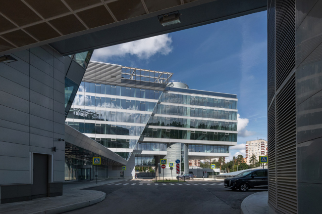 View from the southern wing towards the northern one. The UAC headquarters building in Zhukovsky