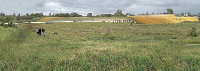 The Russian Field Museum. Scheme 4. The exit to the field and acention to the roof, view from the south, from the side of the Kulikovo field