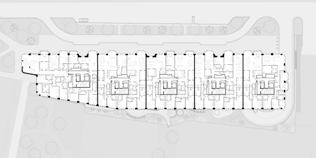 Savvinskaya 27 apartment complex by Level. Plan of the residential floor