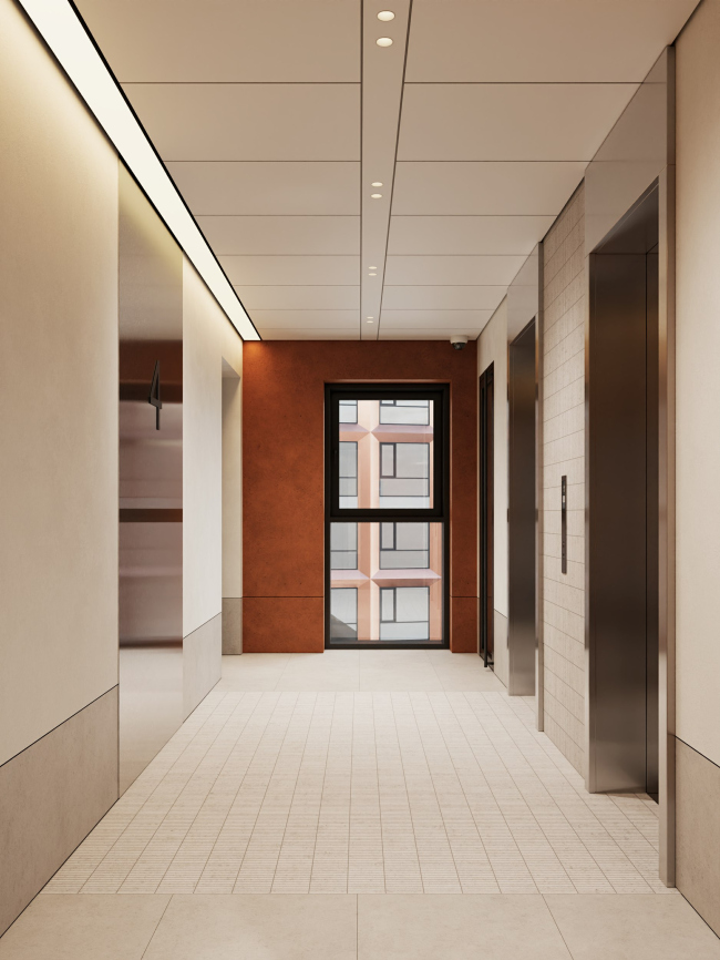 Лобби ЖК Rakurs. Лифтовой холл на этаже Лобби ЖК Rakurs. Лифтовой холл на этаже