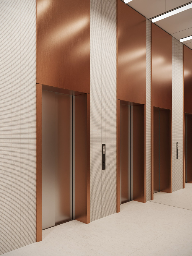 Лобби ЖК Rakurs. Лифтовой холл корпуса 3 Лобби ЖК Rakurs. Лифтовой холл корпуса 3