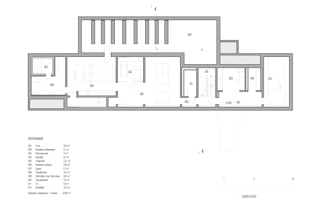 Загородный жилой дом на Камчатке. План -1 этажа Загородный жилой дом на Камчатке. План -1 этажа