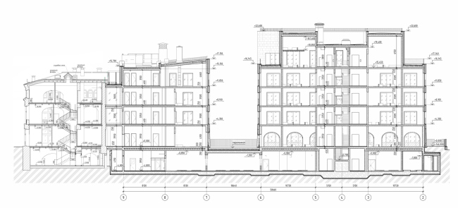 Гостиничный комплекс Ильинка 3/8. Разрез продольный Гостиничный комплекс Ильинка 3/8. Разрез продольный