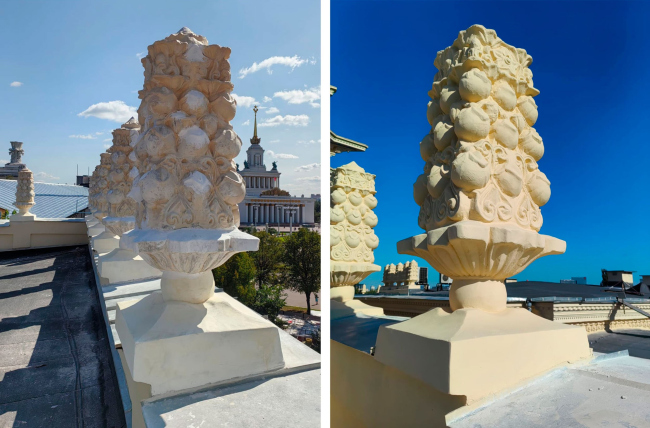 Павильон №66. еставрация пинаклей. До и после Павильон №66. еставрация пинаклей. До и после