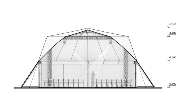 Al-BAYT Theatre. Разрез 1-1 Al-BAYT Theatre. Разрез 1-1