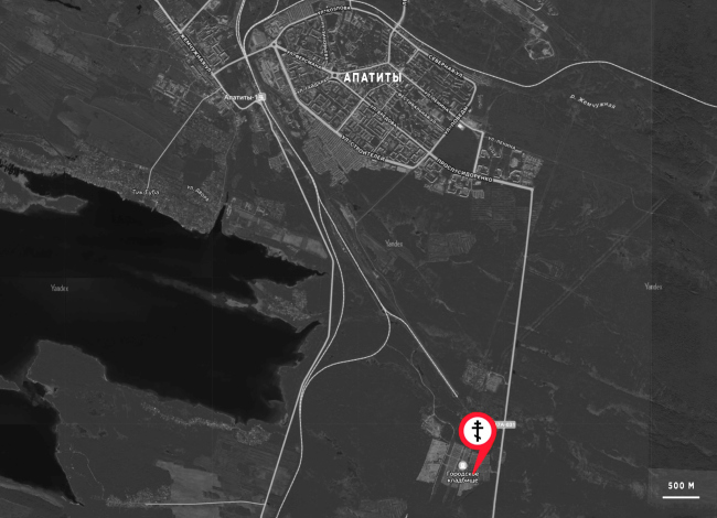 Church of Archangel Michael in Apatity. The location plan