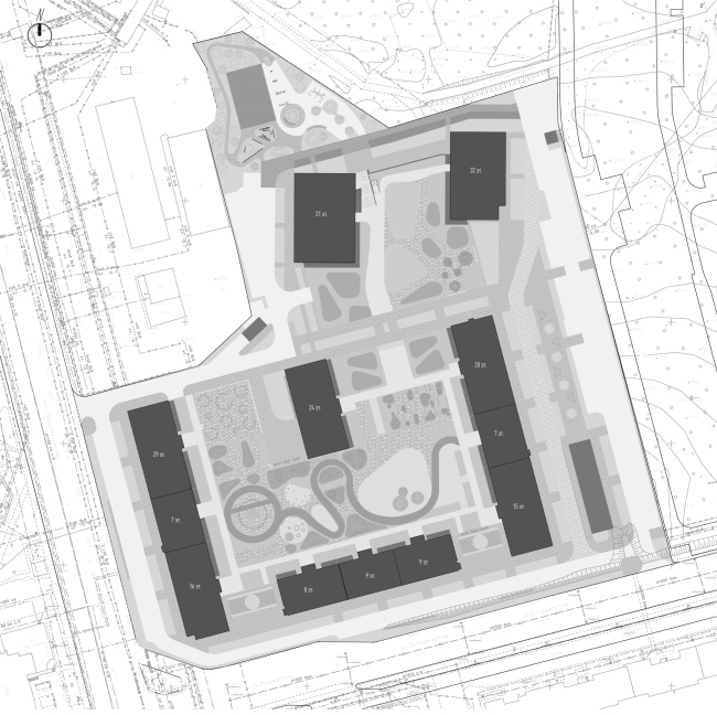 ЖК Tau House. Генеральный план с площадкой ЖК Tau House. Генеральный план с площадкой