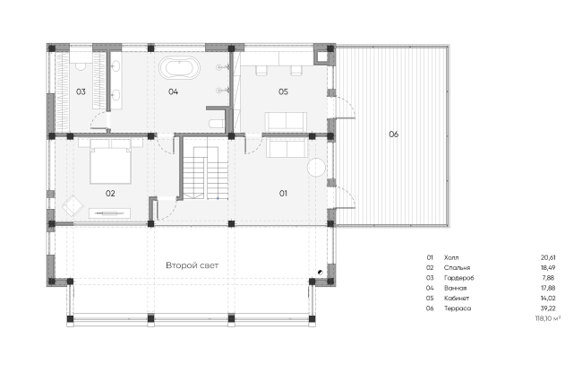 Фахверк Grey Rock. План 2 этажа Фахверк Grey Rock. План 2 этажа