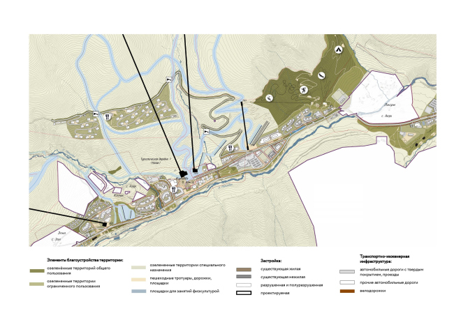 Mamison all-season tourist and recreational complex. Sketch of development for Tourist Village # 1 (fragment) 