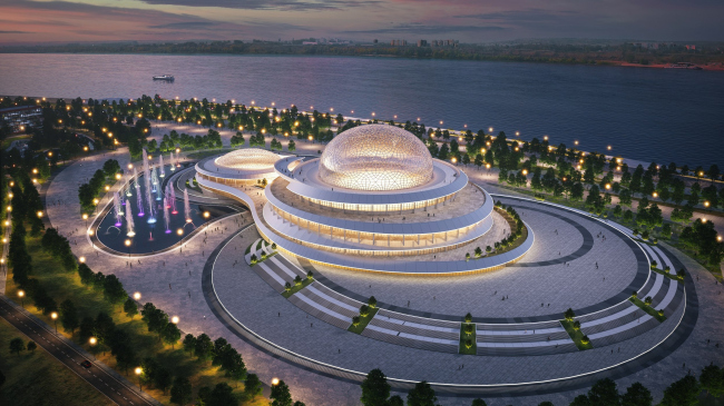 Strategic master plan for the Sarpinsky-Golodny island system. The congress center and Volgonarium