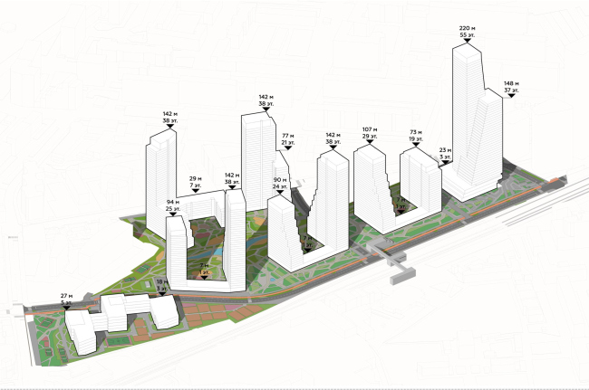 The volumetric space concept. The multifunctional residential complex CODE Sokolniki, project