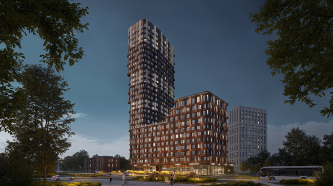 Residential complex Waiver in Yekaterinburg. Overview, evening