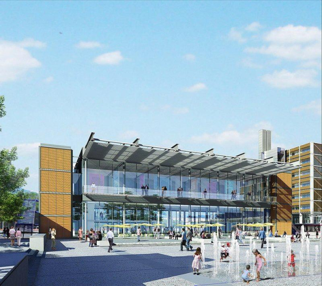 Новый общественный центр и станция скоростного трамвая. Здание культурного центра