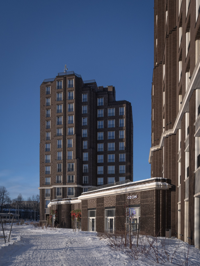 Alter Residential Complex. View of the façade along the Okhta River embankment, from the east side