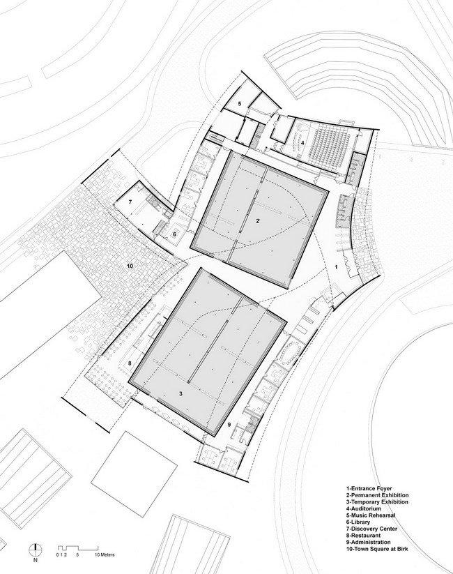 Музей современного искусства Хернинга – HEART. План 1-го этажа © Steven Holl Architects