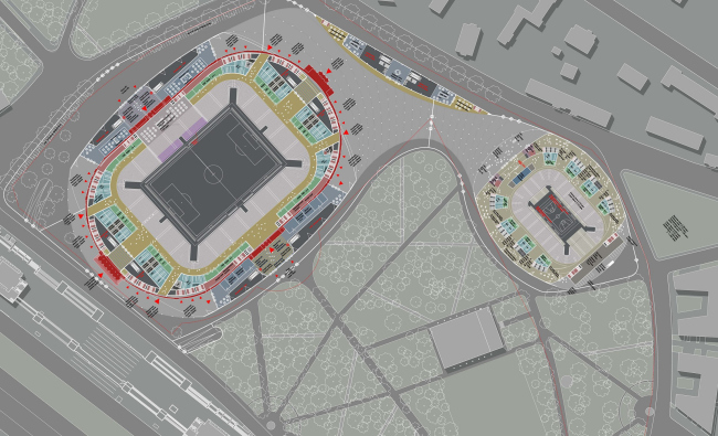ВТБ Арена парк. Проект реконструкции стадиона «Динамо». План уровня на отметке 0.000