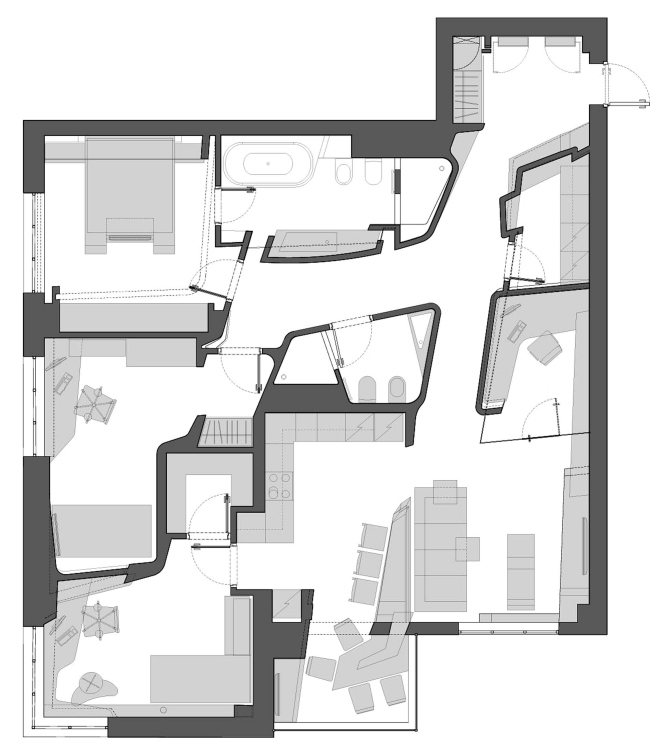 Интерьер квартиры на улице Астрадамская © Архитектурное бюро «Тотемент/Пейпер»